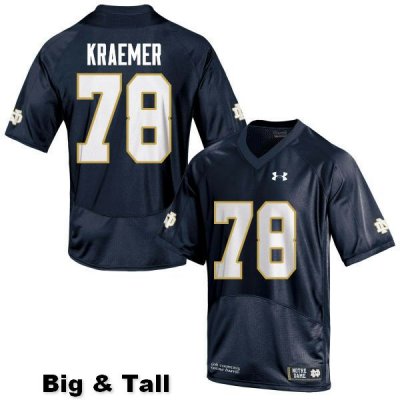 Notre Dame Fighting Irish Men's Tommy Kraemer #78 Navy Blue Under Armour Authentic Stitched Big & Tall College NCAA Football Jersey TTE2199RM